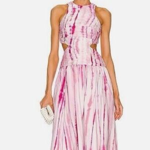 Aje Introspect Ripple Cut Out Pink Tie Dye Midi Dress- WORN ONCE